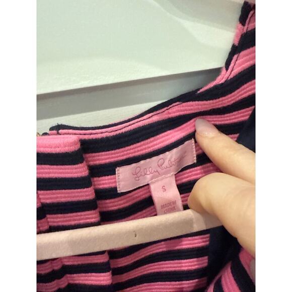 Lilly Pulitzer Brielle Hotty Pink & Ottoman Stripe Dress, S - Picture 6 of 8